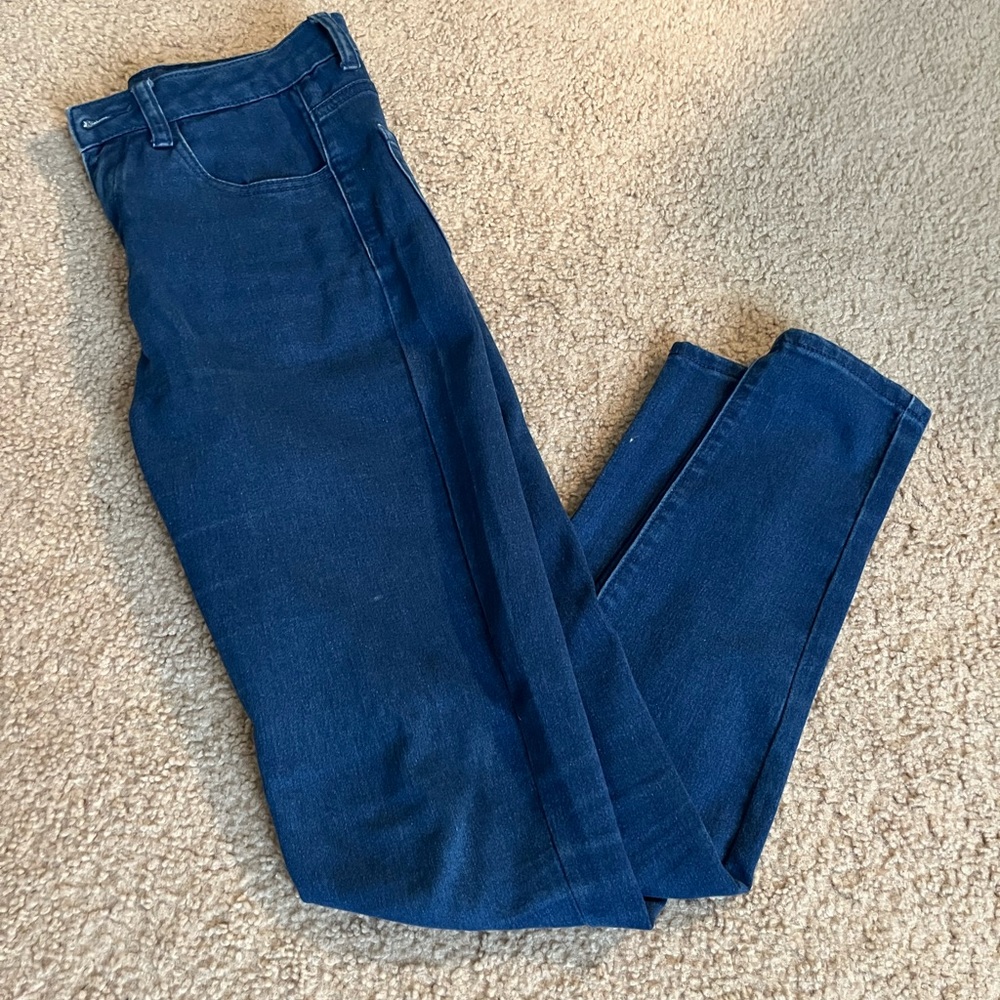 fun cerulean blue skinny jeans